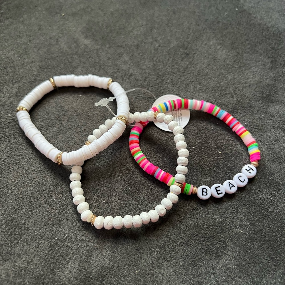 Rainbow and white bracelet set